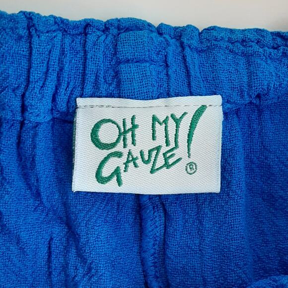 Oh My Gauze Surf Pant Elastic Waist Wide Leg Palazzo Pants 100% Cotton Lagenlook - Picture 5 of 11
